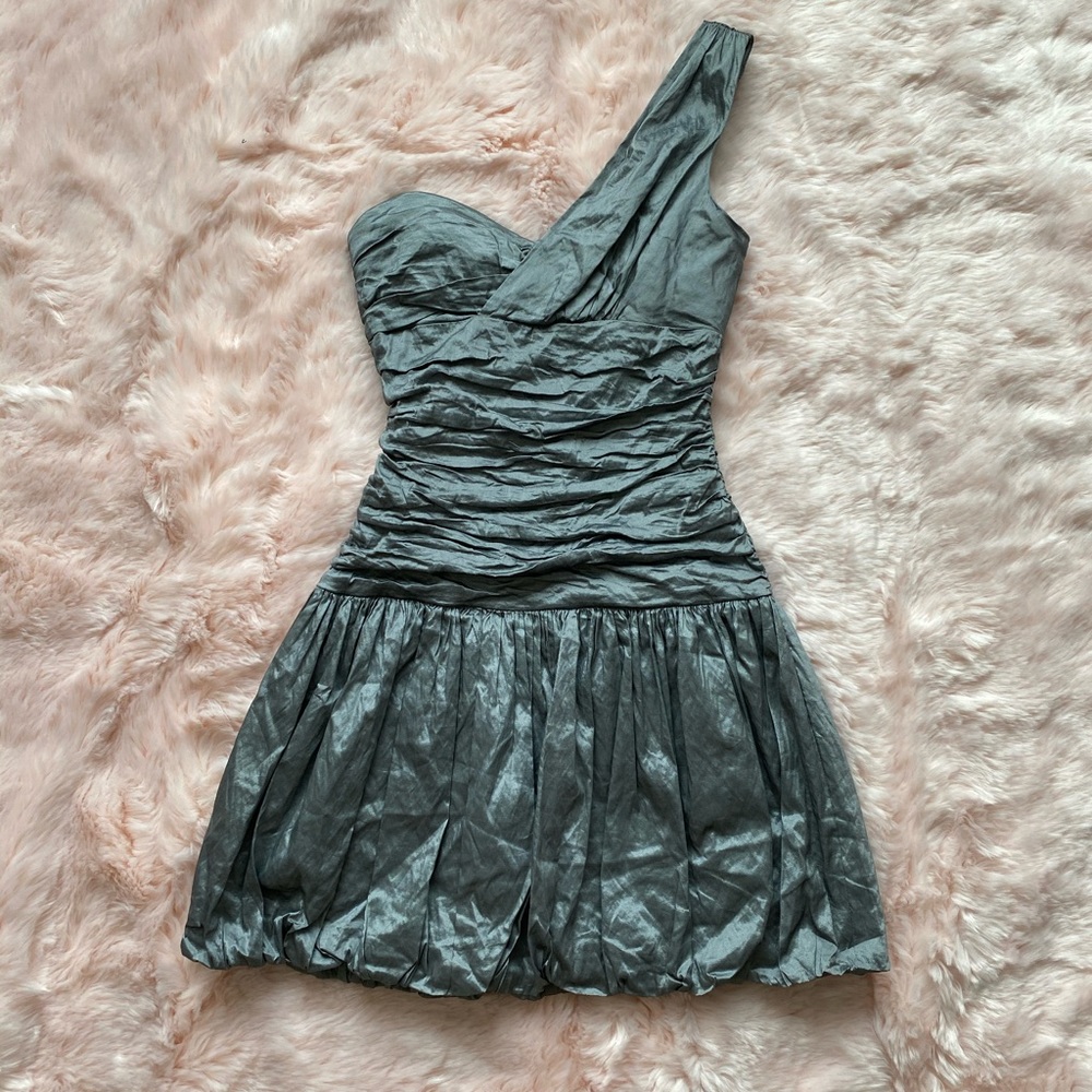 NWT BCBG Silver One Shoulder Party Dress Size 0